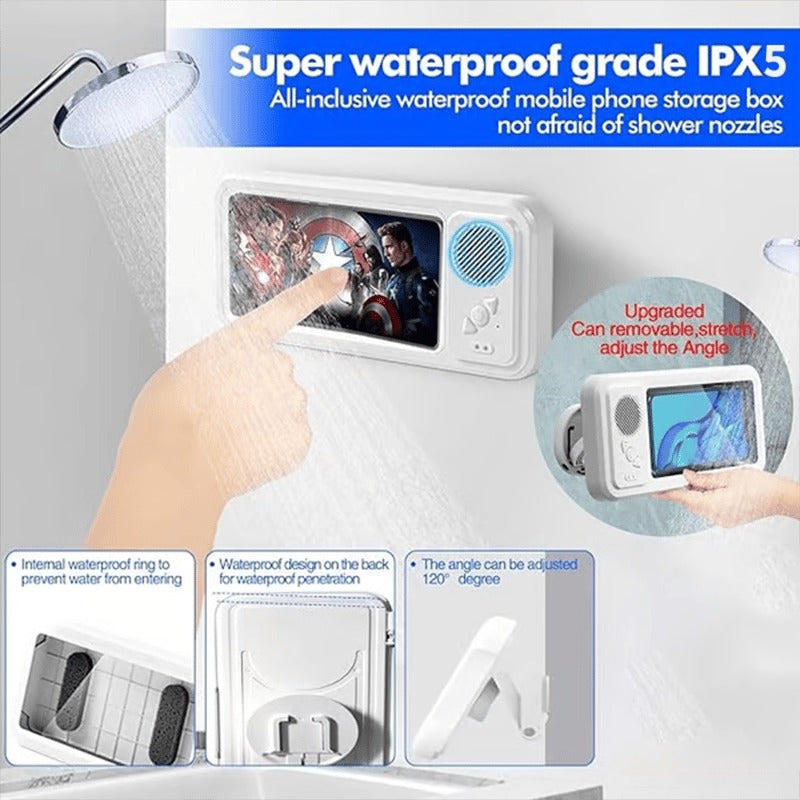 Shower Phone Holder with Wireless Bluetooth Speaker