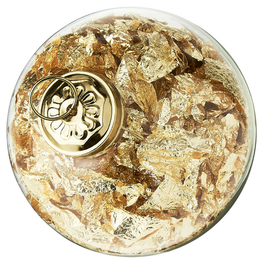 Set Of Two Gold-leaf Glass Ornaments, 4 Inches.