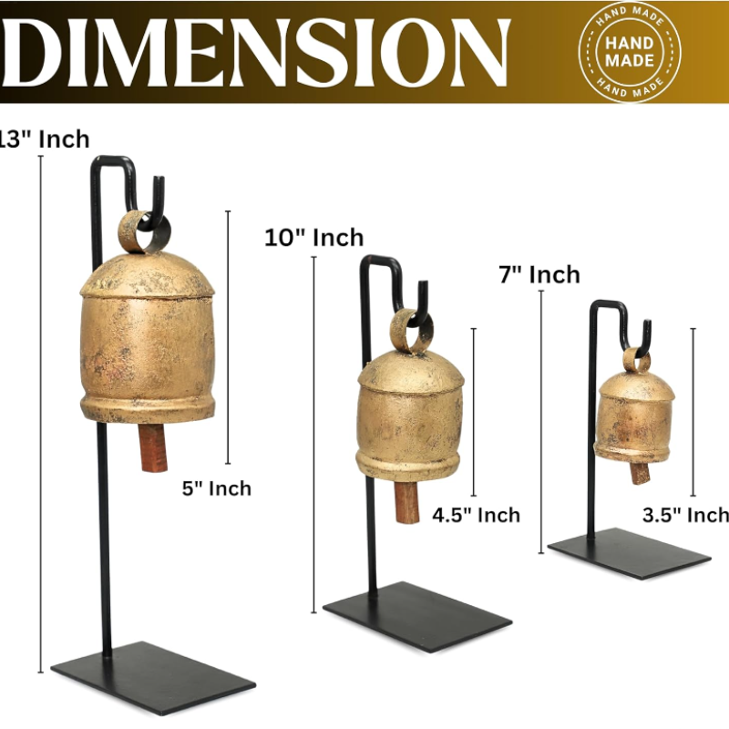 Rustic Vintage Metal Stand Trio With Harmony Bells