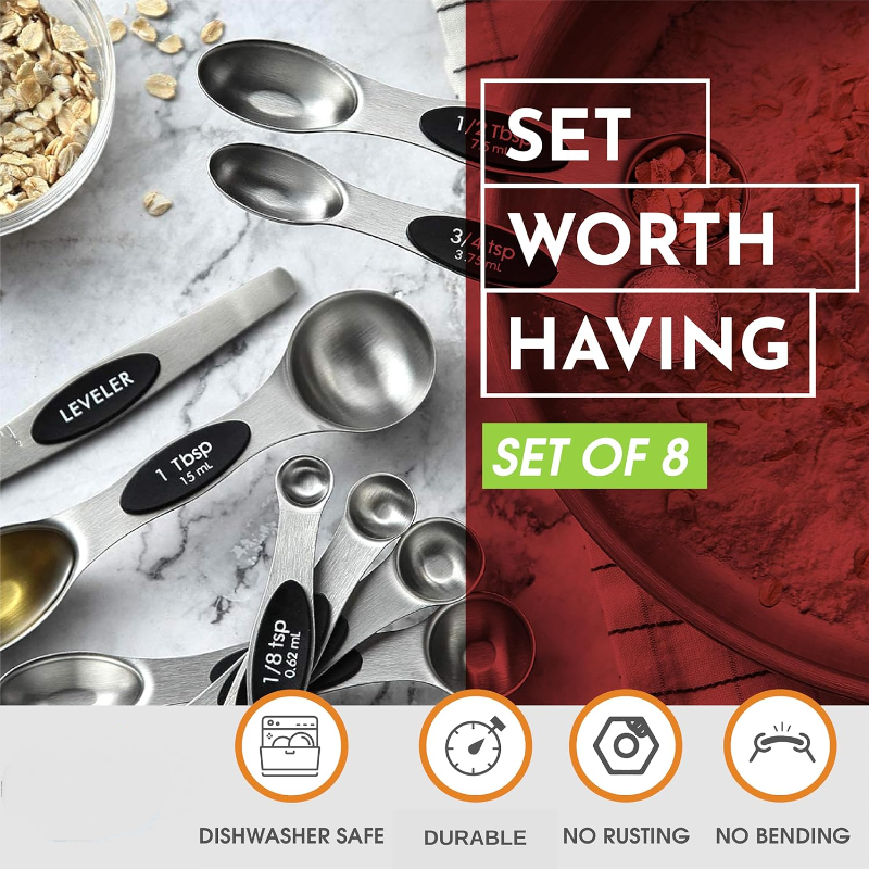 Stainless Steel Magnetic Measuring Spoon Set