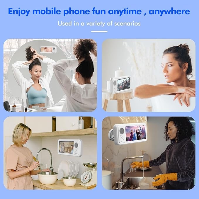 Shower Phone Holder with Wireless Bluetooth Speaker