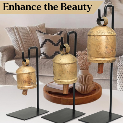 Rustic Vintage Metal Stand Trio With Harmony Bells