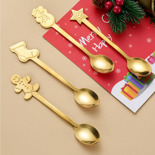 4 Piece Stainless Steel Christmas Stirring Coffee Spoon