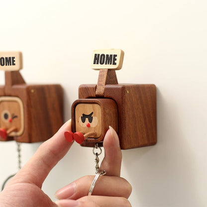 😉Creative Wooden Key Hooks With Funny Faces - Functional & Stylish Key