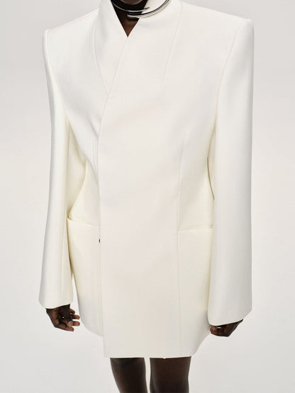 Hourglass Silhouette Lapelless Cinched Waistline Blazer