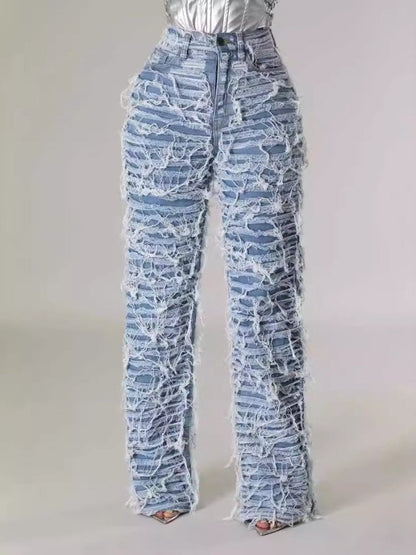 Pop Ripped Tassel Jeans